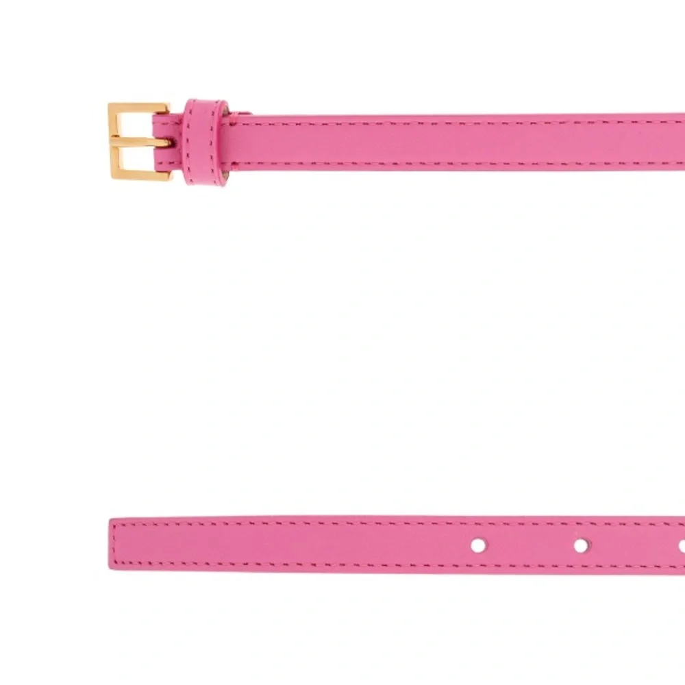 New Authentic luxury Versace Pink Leather Logo Belt Pink and Gold